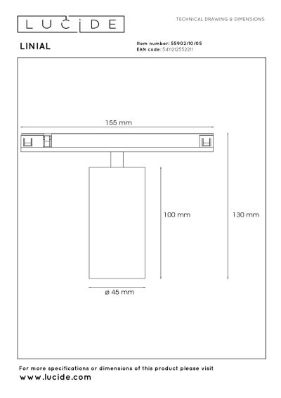 Lucide Premium LINIAL MOX - 1-Circuit lighting system/ Smart Rail Lighting - Smart - 48V Track - 1xLED -Champagne